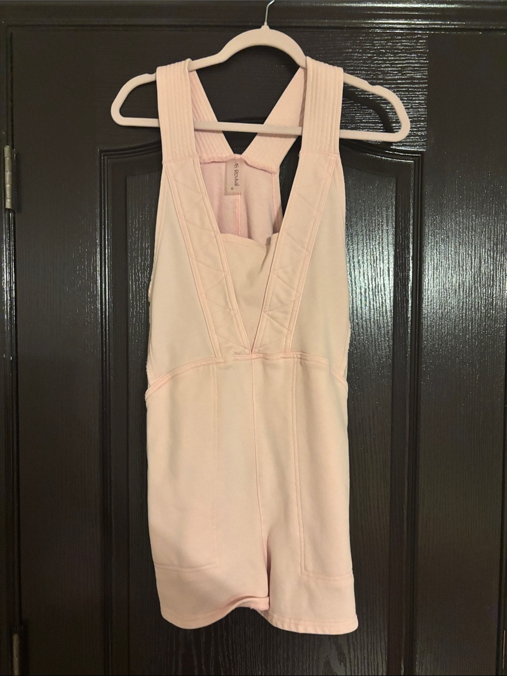 Pale Pink Sleeveless Romper Jumpsuit with V-Front Detail